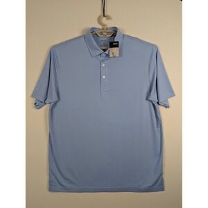 NEW Ahead USA Performance Polo Mens L Blue Short Sleeve Stretch Golf Shirt